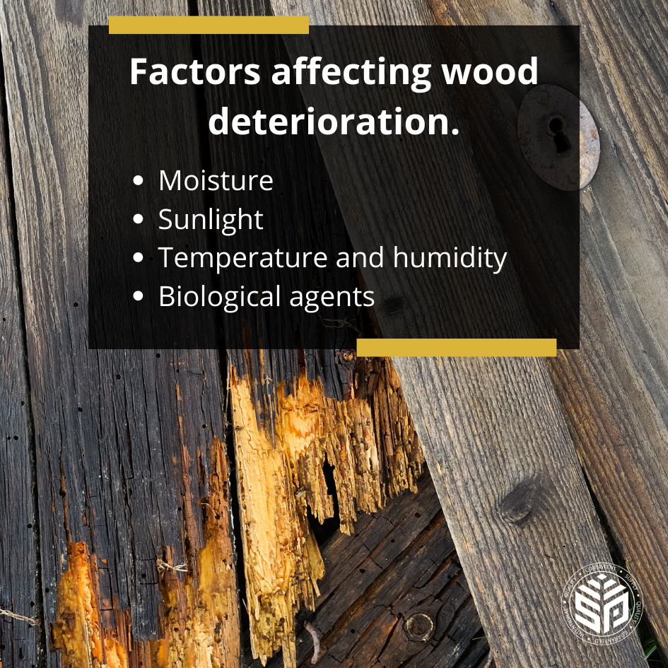 Factors affecting wood deterioration.