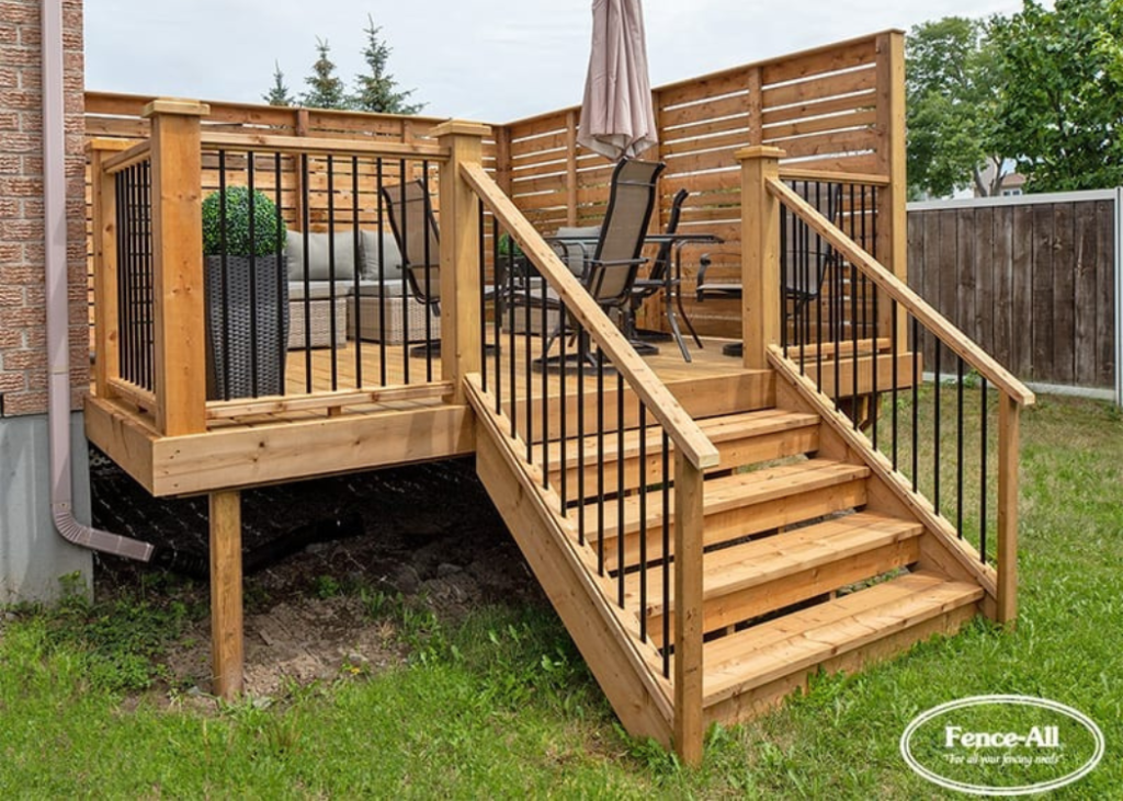 Timber deck with stairs